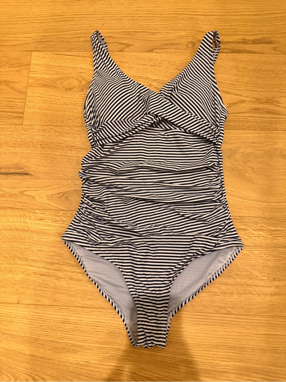 Nip Tuck Navy and White Striped One-Piece Swimsuit